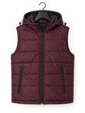 Puffer Jacket Without Sleeves Red Maroon