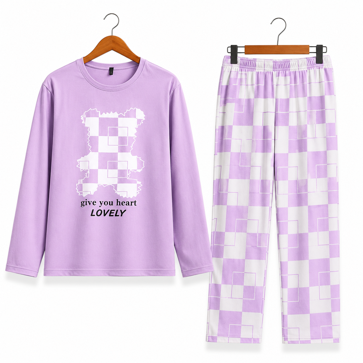 Women's Night Suit Purple Squares