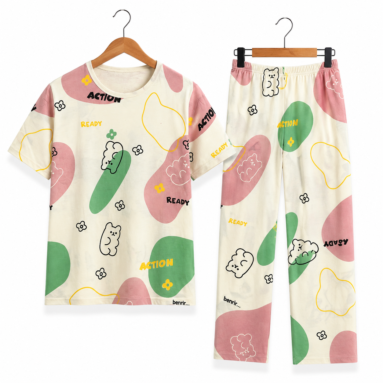 Women's Night Suit Skin bear hearts