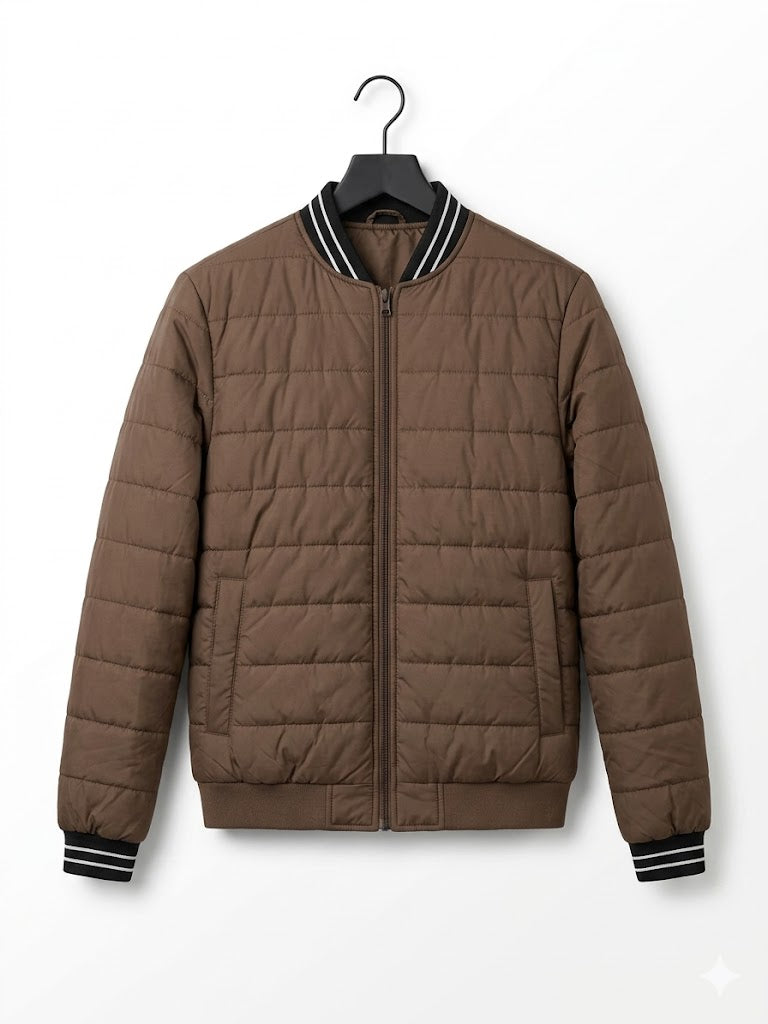 Puffer Jacket With Sleeve Brown