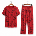 Women's Night Suit Marron hearts
