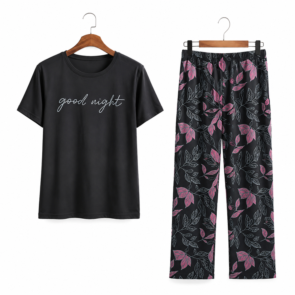 Women's Night Suit Black pink