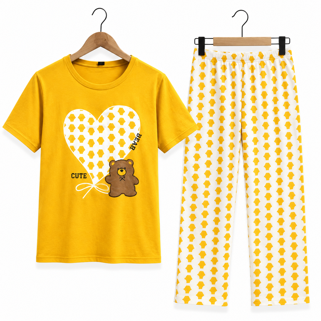 Women's Night Suit Yellow star