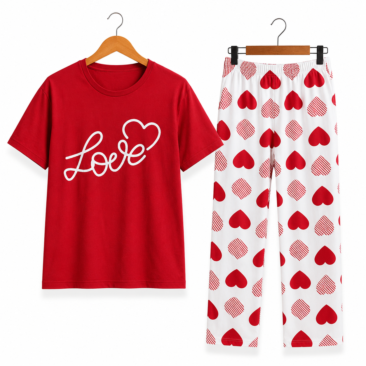 Women's Night Suit Red hearts