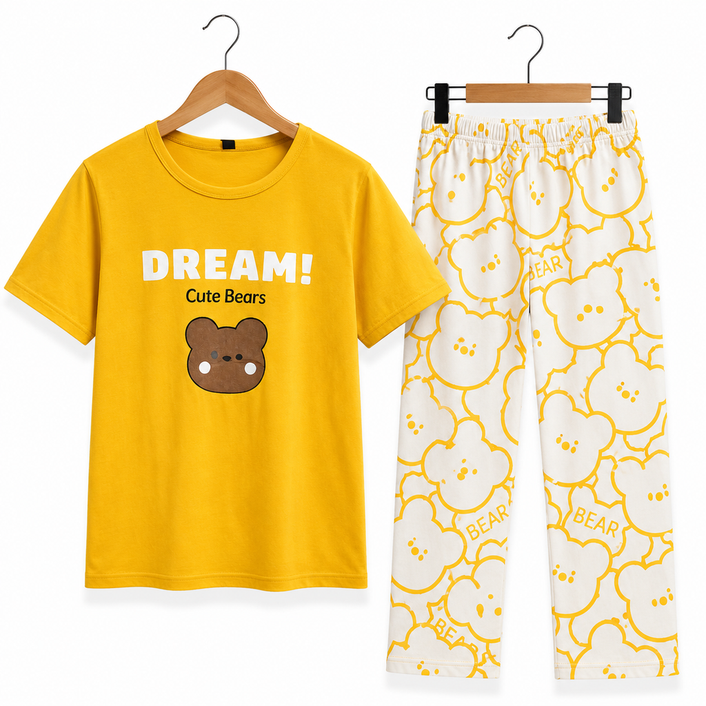 Women's Night Suit Yellow bear