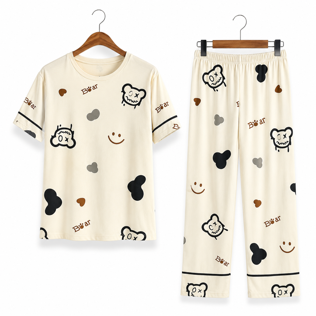 Women's Night Suit Cream teddy