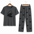 Women's Night Suit Grey hearts