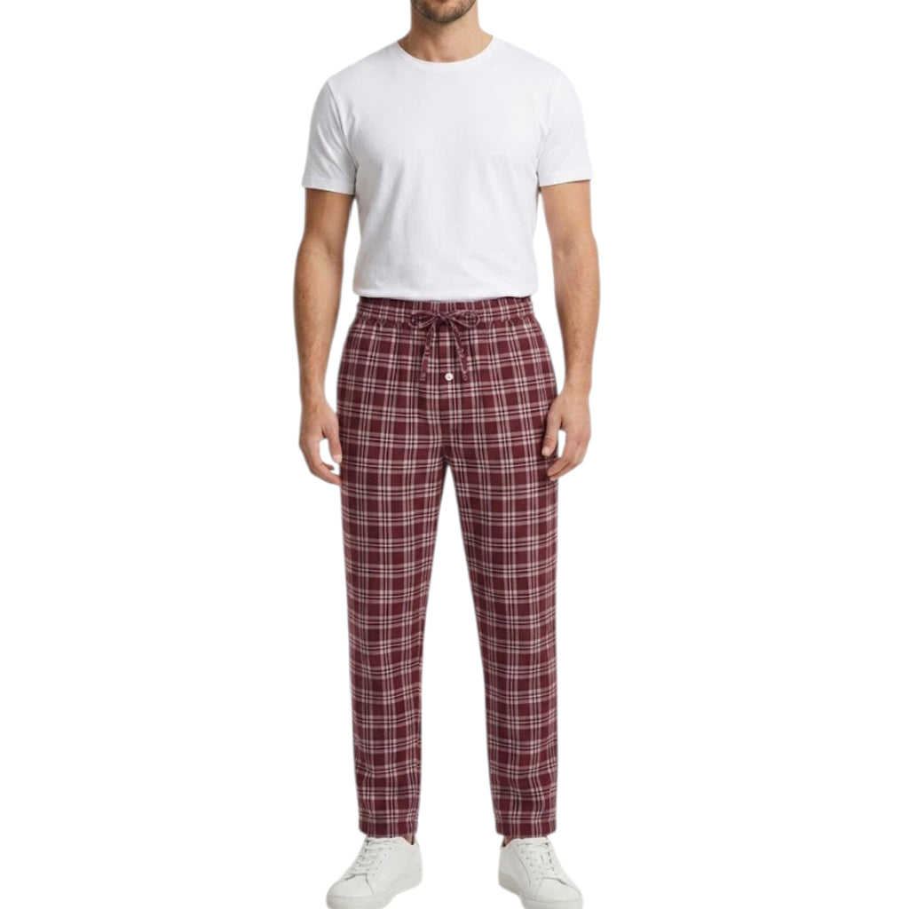Woven Trouser With Zip Side Pocket Red Check
