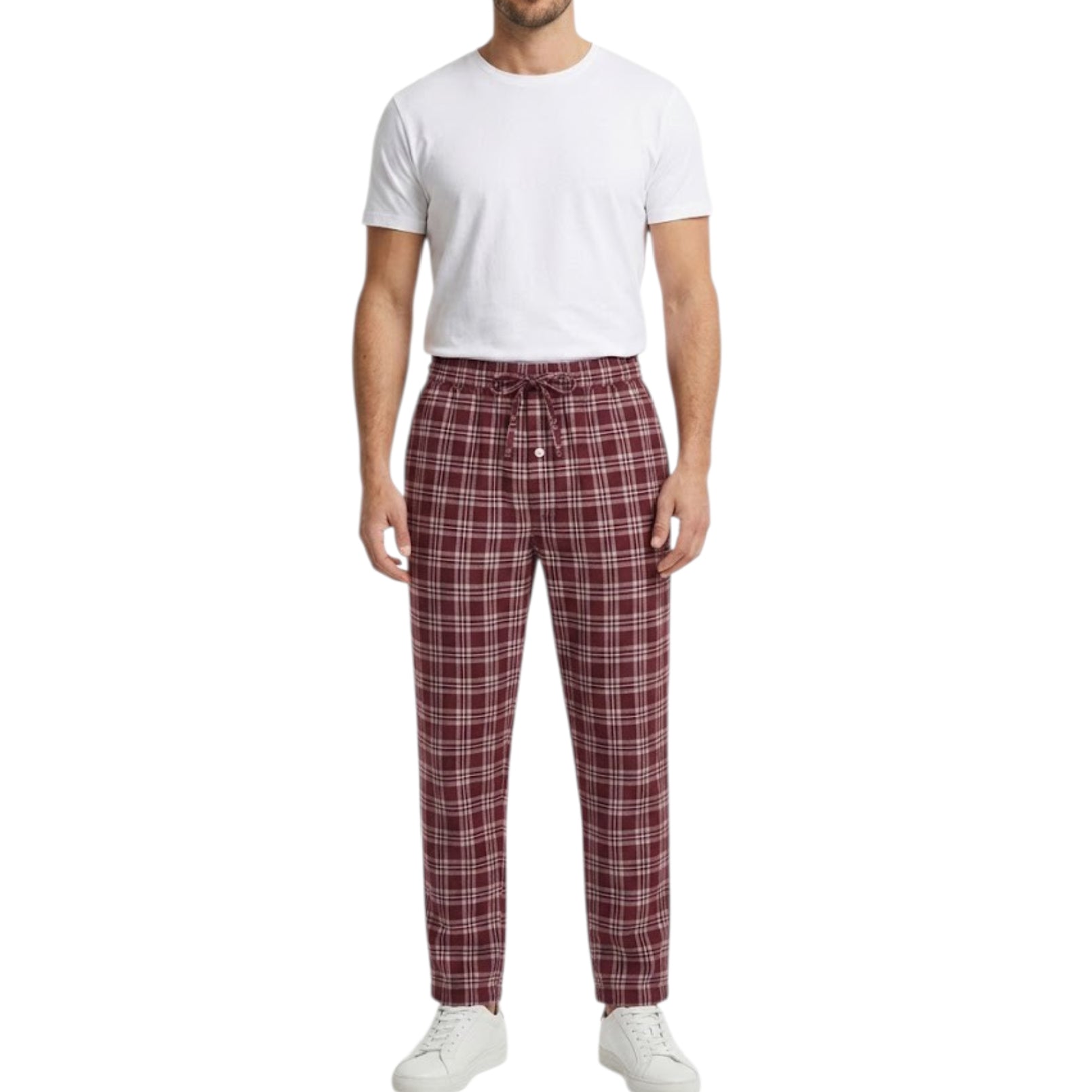 Woven Trouser With Zip Side Pocket Red Check