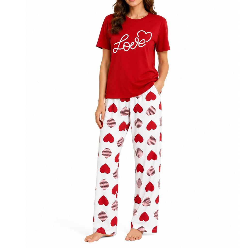 Women's Night Suit Red hearts