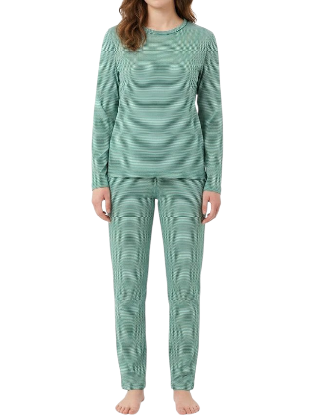 Women's Night Suit Green Stripe