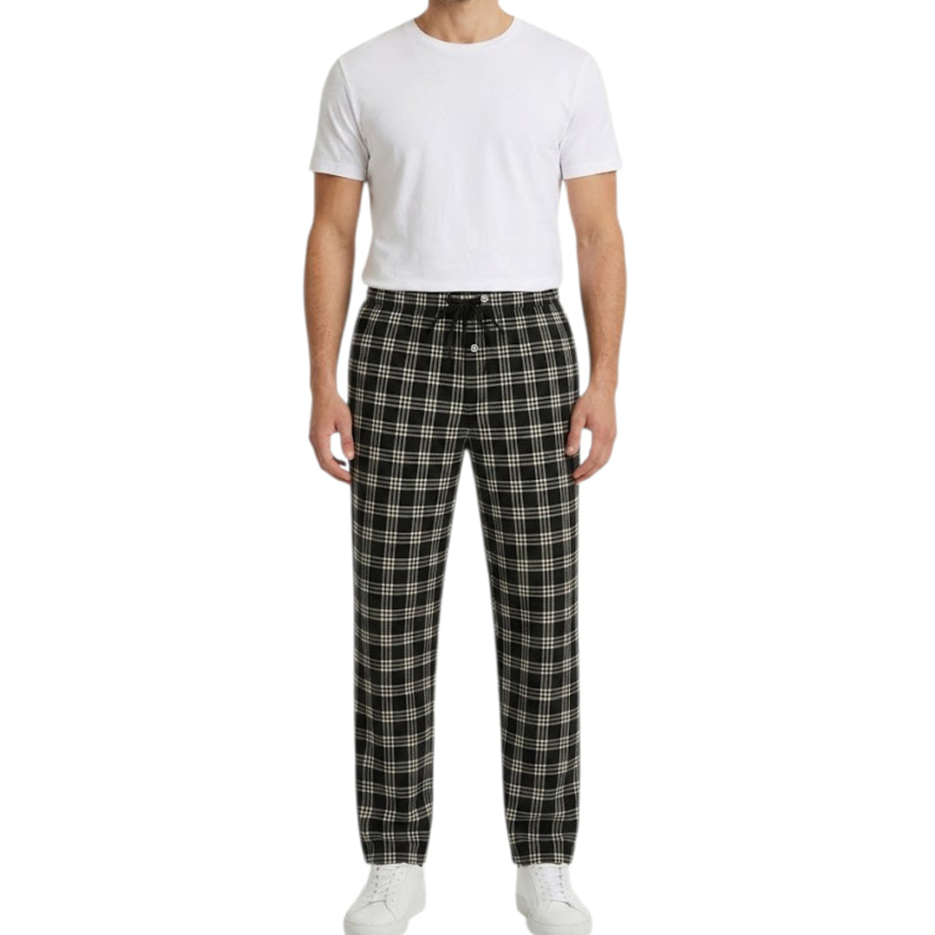 Woven Trouser With Zip Side Pocket Black Check