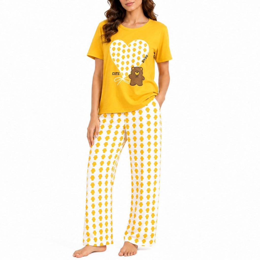 Women's Night Suit Yellow star