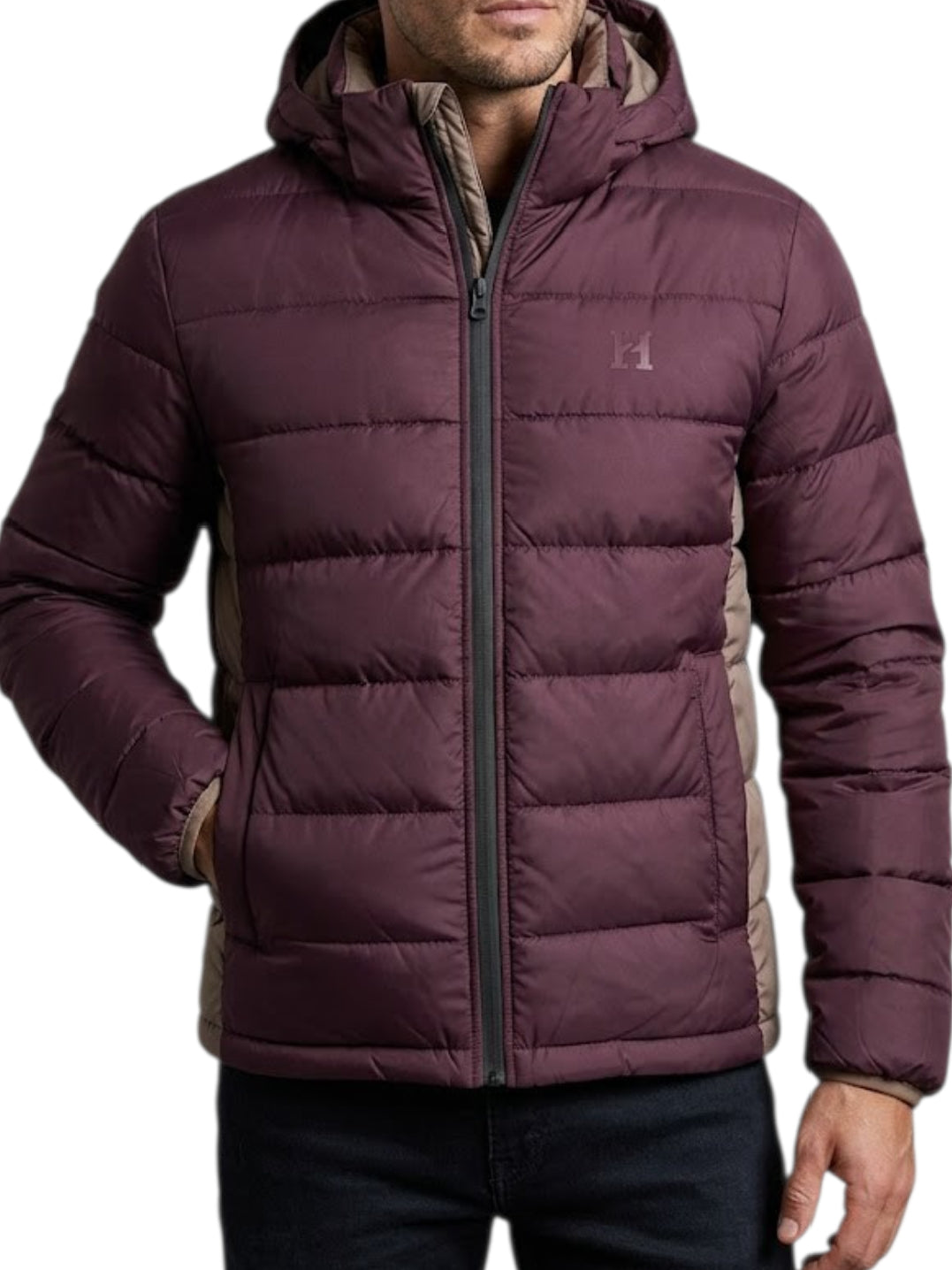 Puffer Jacket With Sleeve Maroon