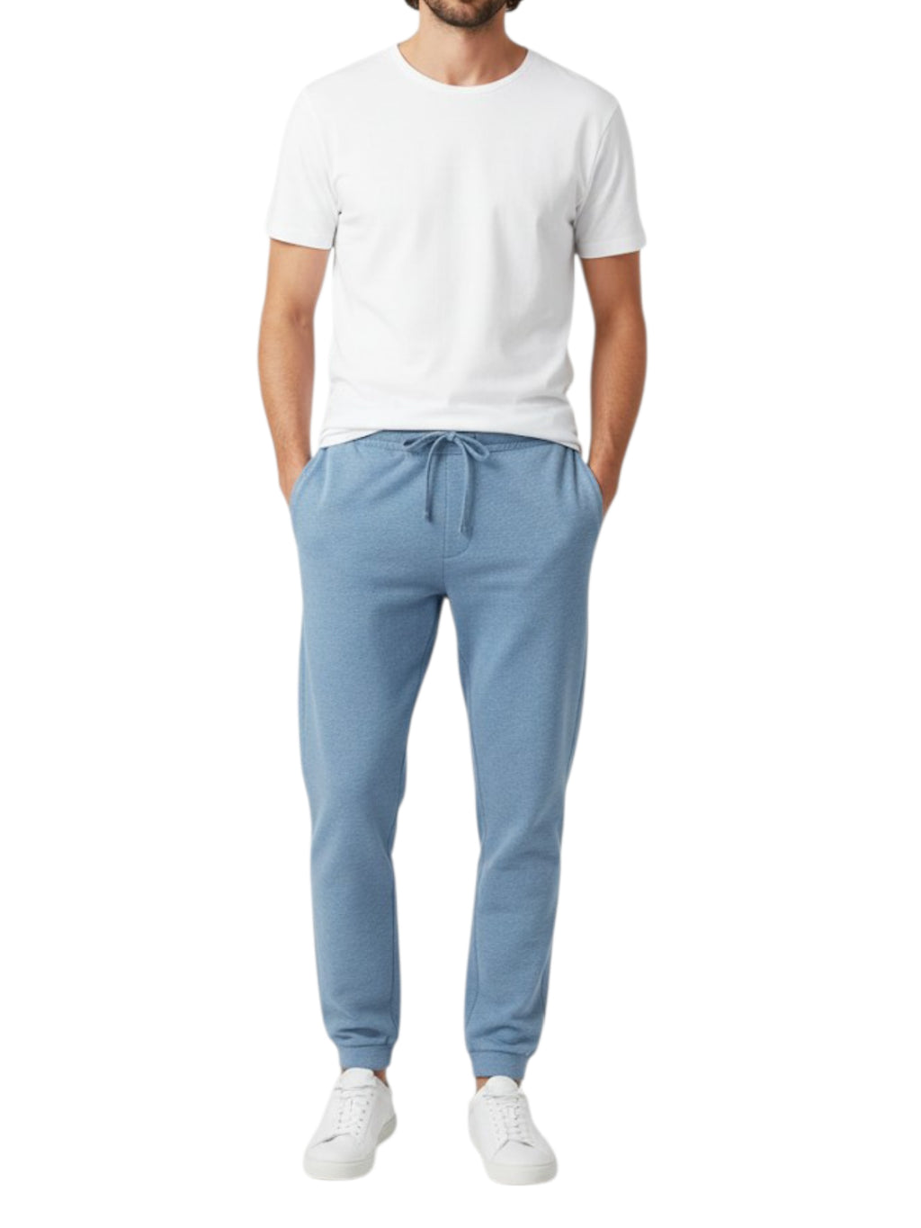 Men's 3 Thread Fleece Trouser Light Blue Merl