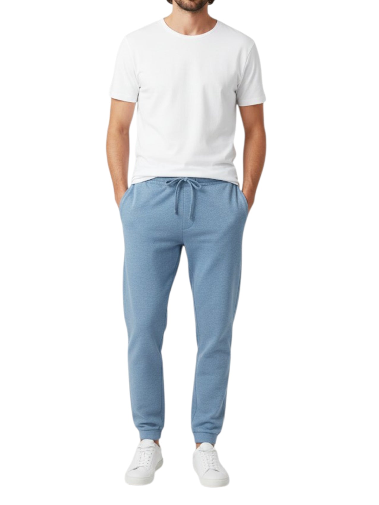 Men's 3 Thread Fleece Trouser Light Blue Merl