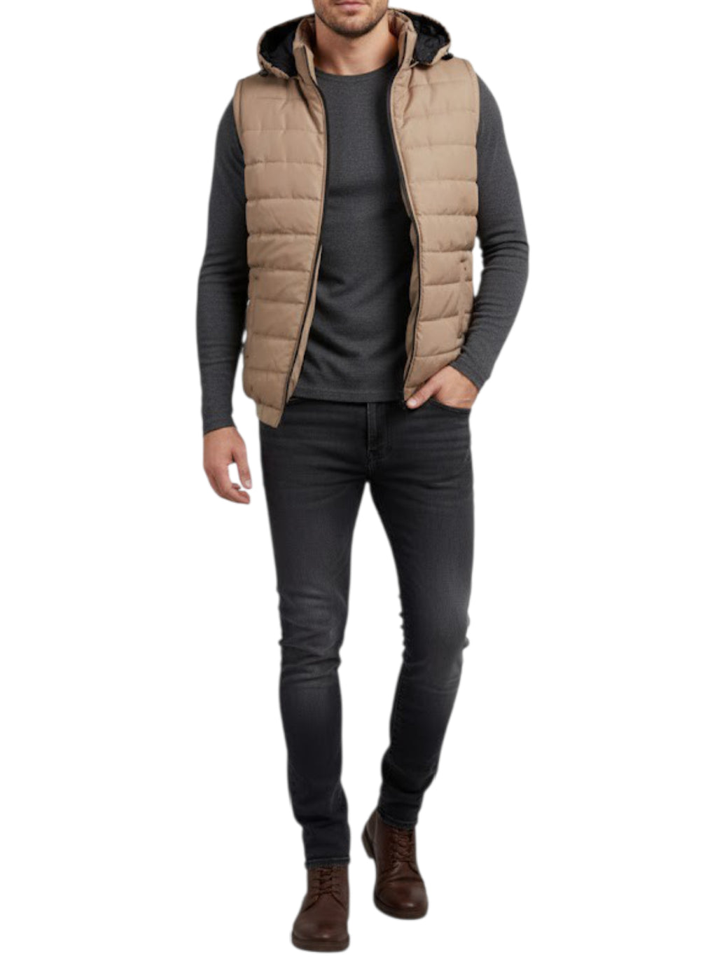 Puffer Jacket Without Sleeves Baige