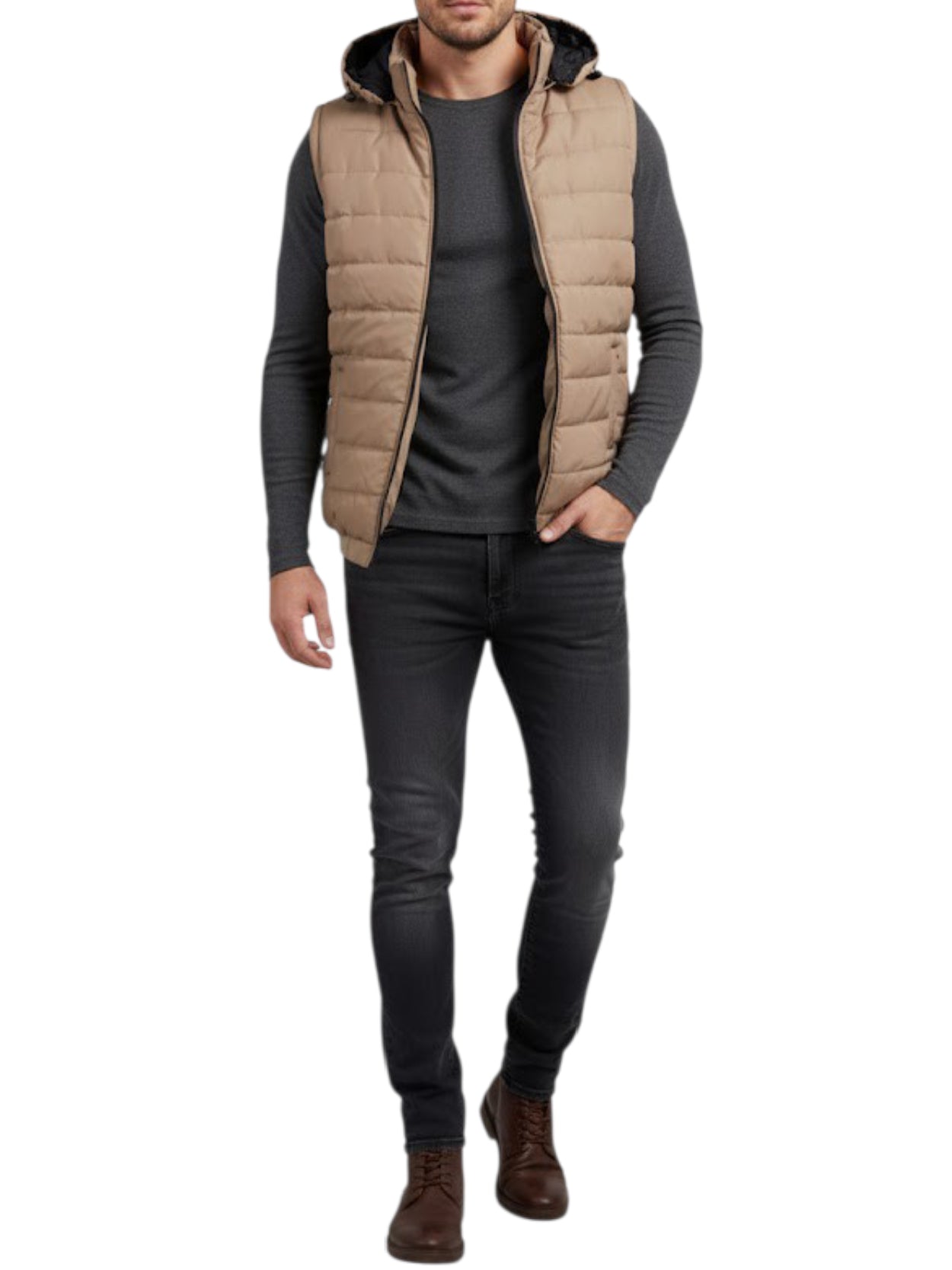 Puffer Jacket Without Sleeves Baige