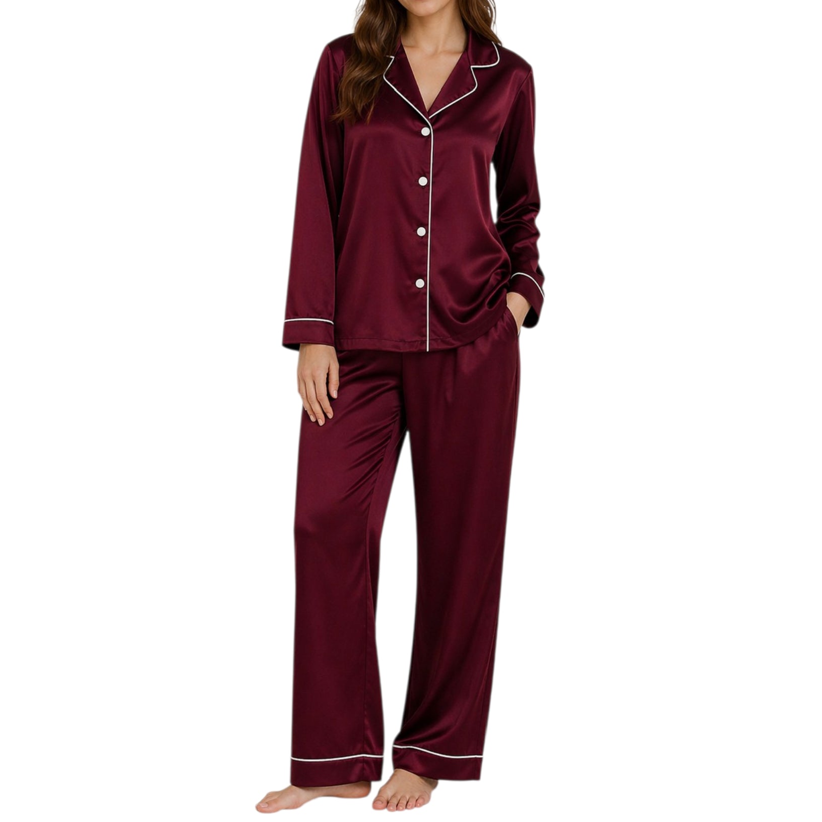 Silk Night wear Maroon