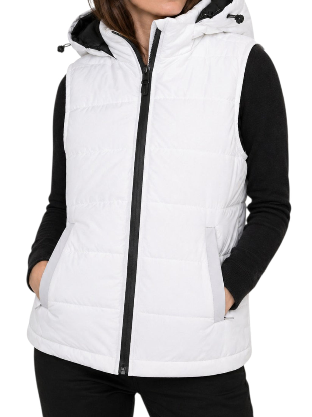 Women' s Puffer Jacket Without Sleeves Off White
