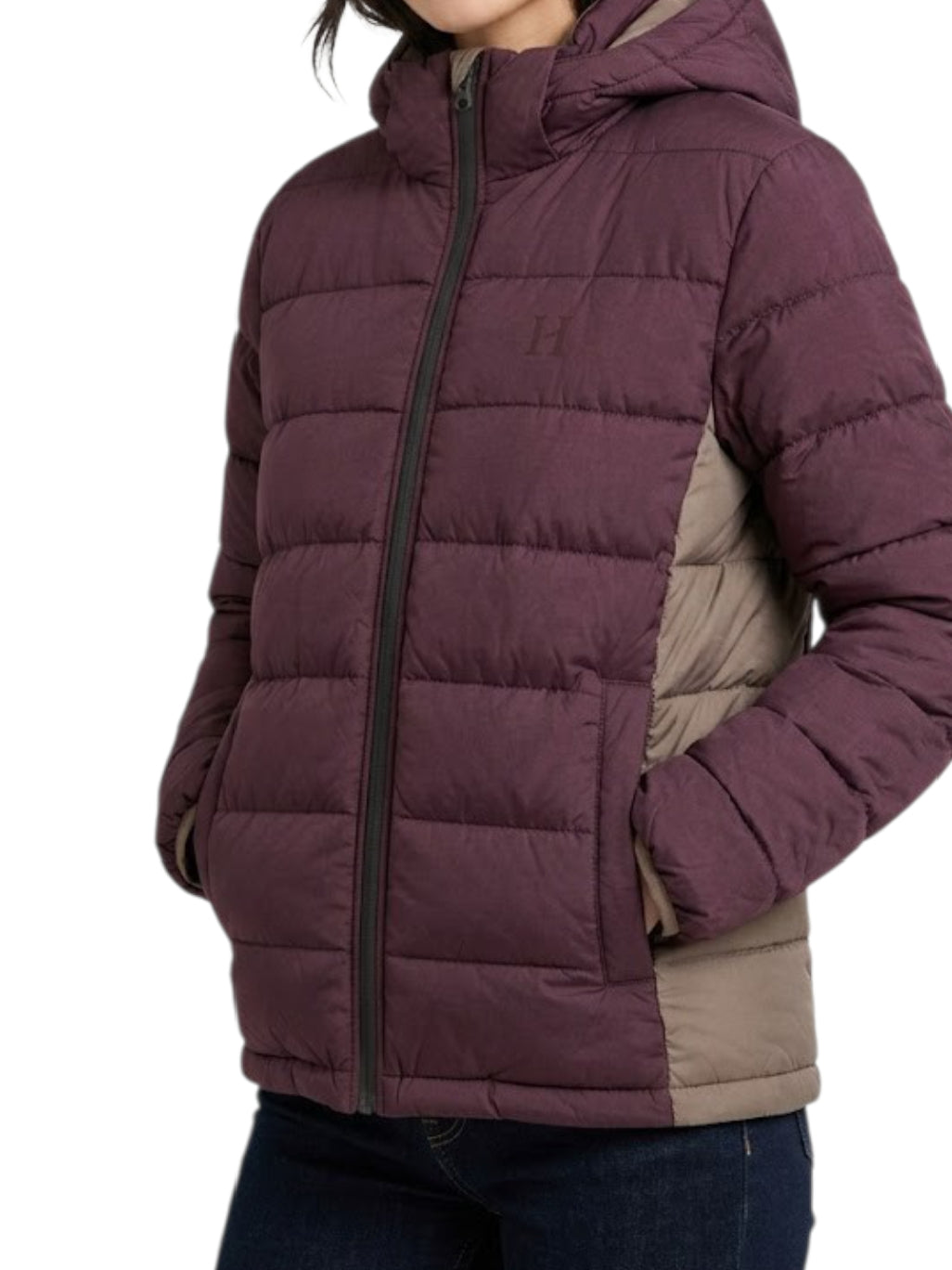 Women' s Puffer Jacket With Sleeves red or maroon