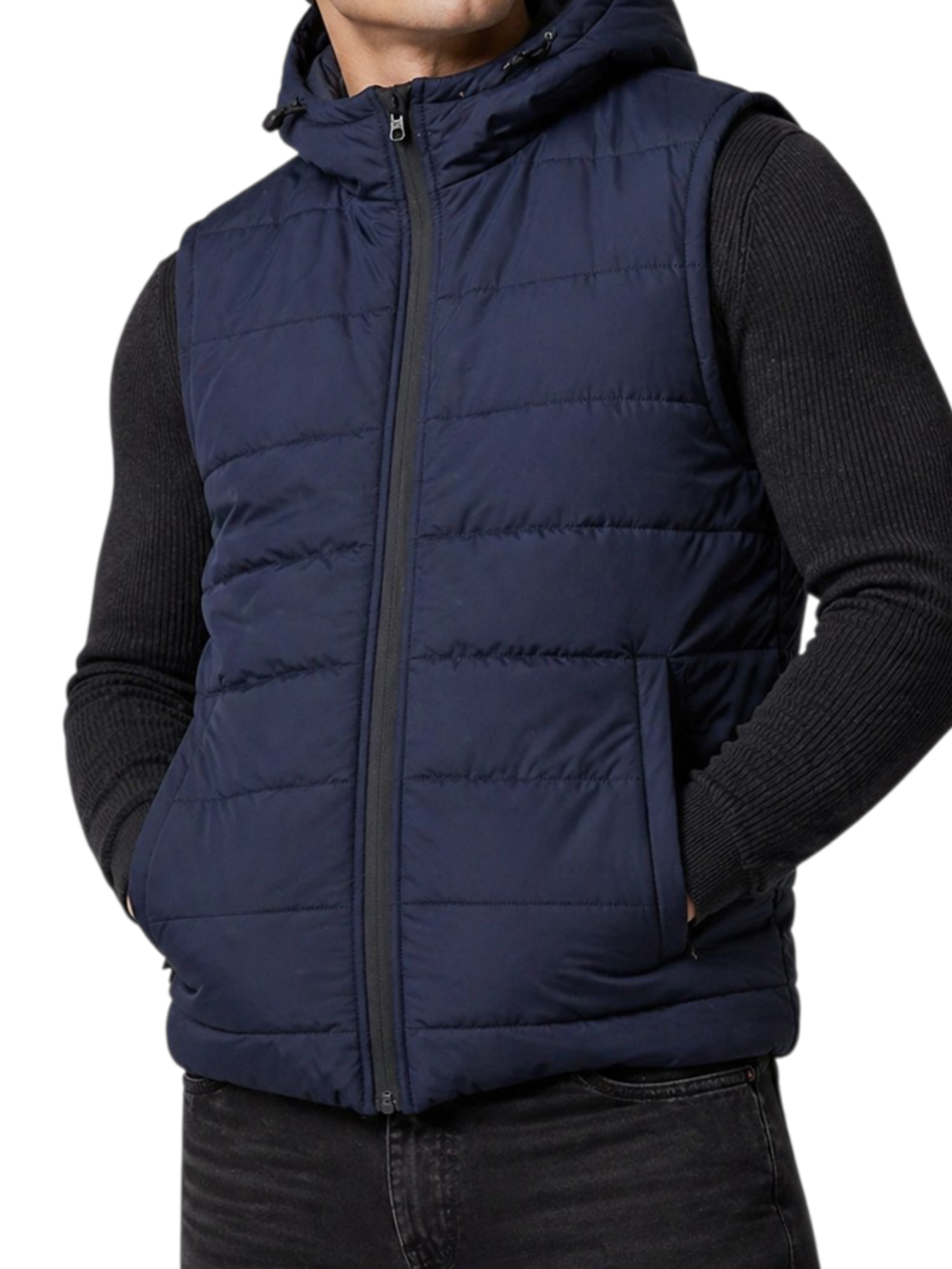 Puffer Jacket Without Sleeves Blue