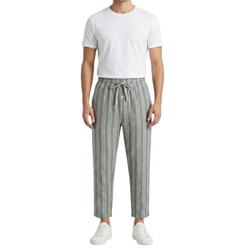 Woven Trouser With Zip Side Pocket Grey Stripe