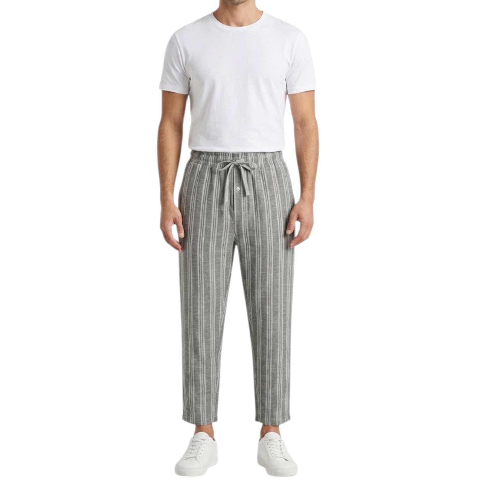 Woven Trouser With Zip Side Pocket Grey Stripe