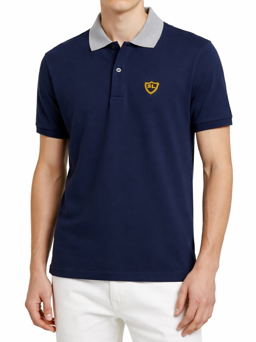 Single Jersey Contrast Collar Dark Navy