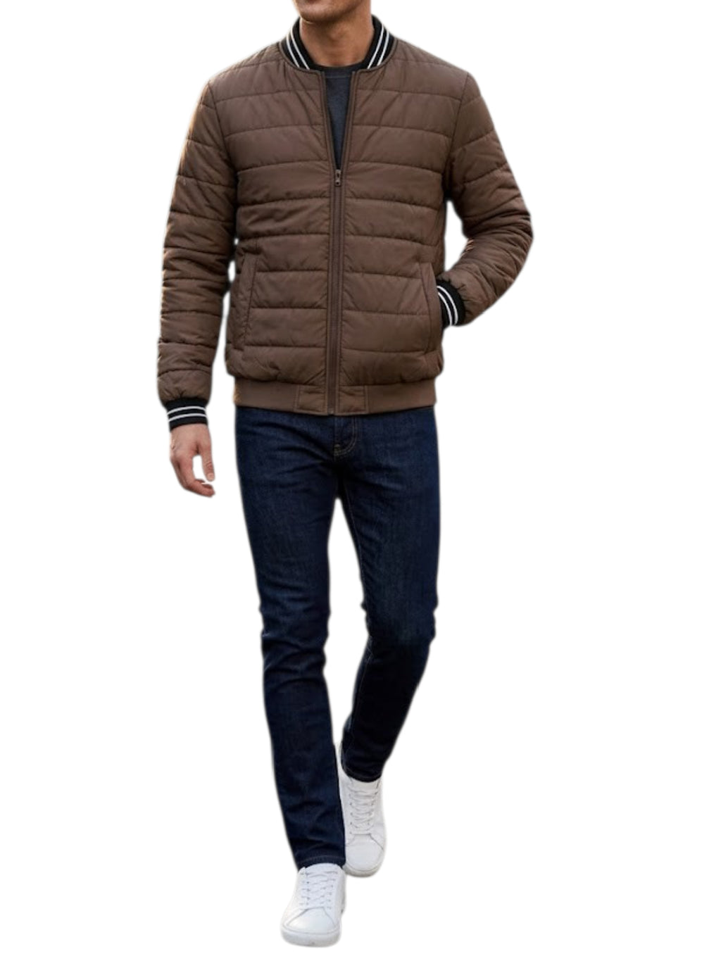 Puffer Jacket With Sleeve Brown