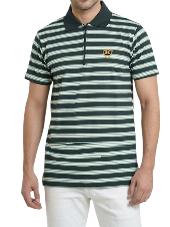 Single Jersey Yarn Dyed Stripe Green White Black