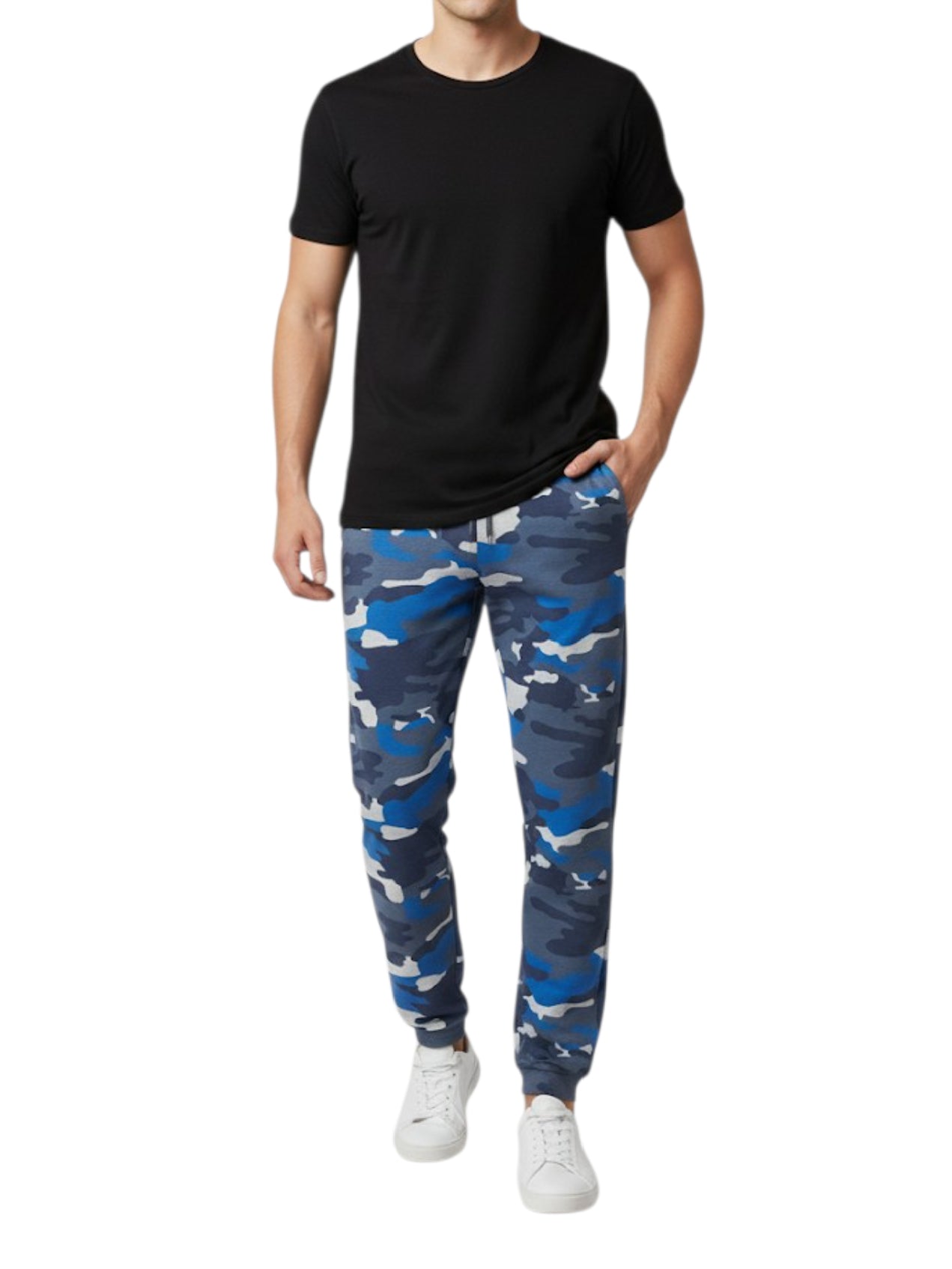 Men's 3 Thread Fleece Trouser Blue Print