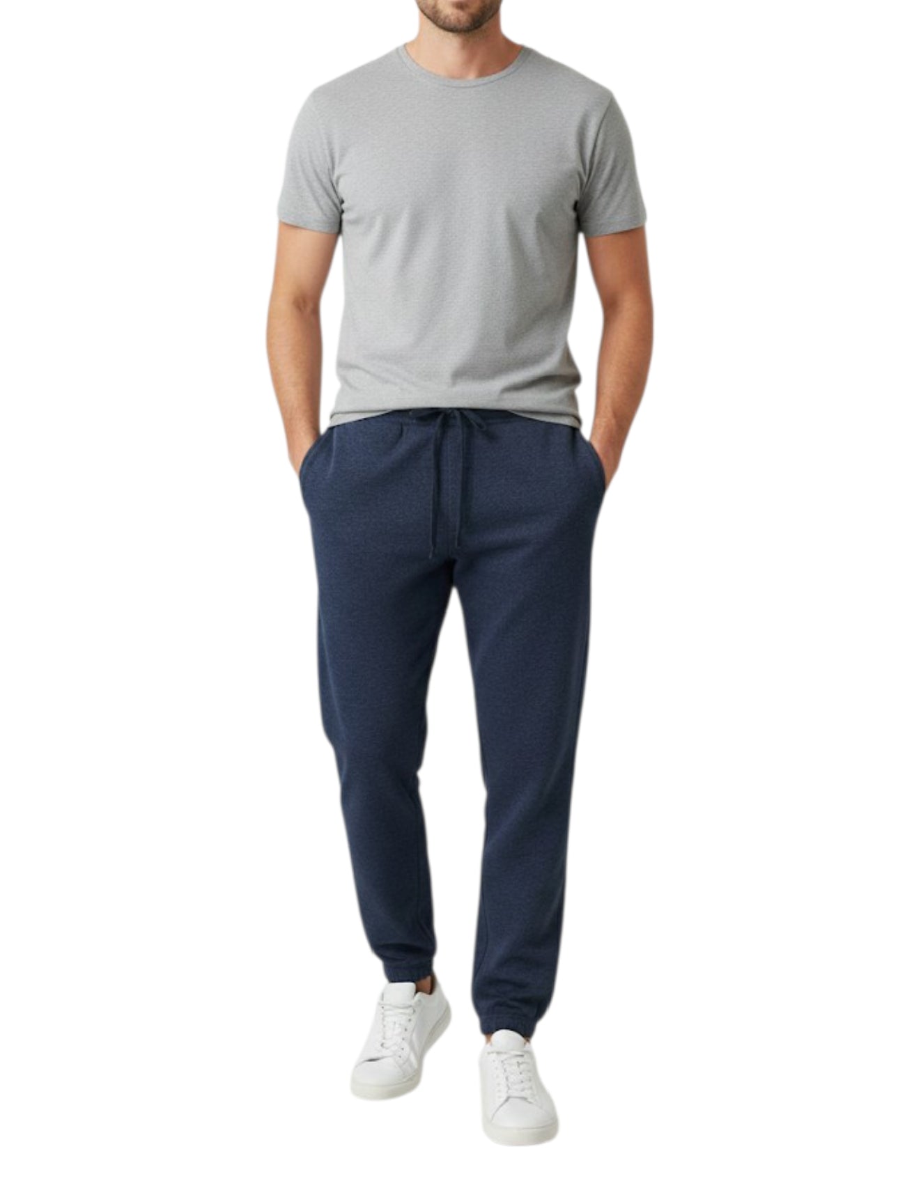 Men's 3 Thread Fleece Trouser Navy Blue Merl