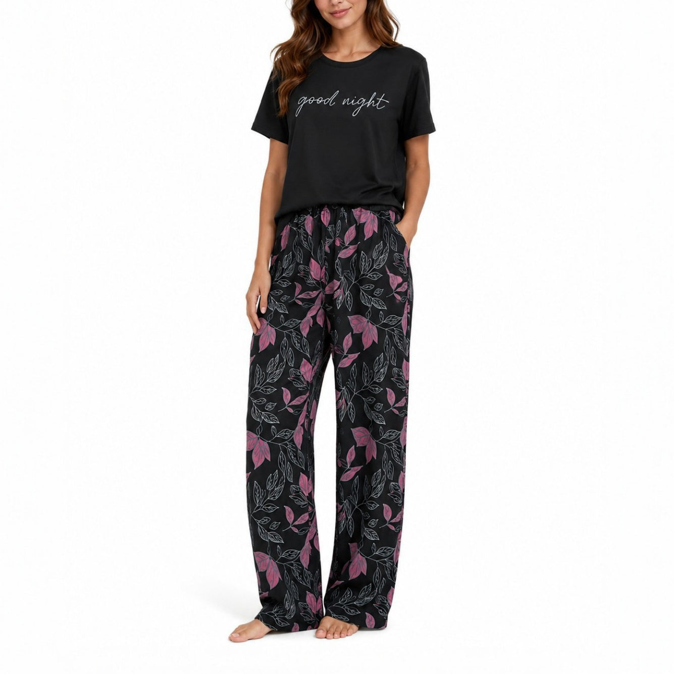 Women's Night Suit Black pink