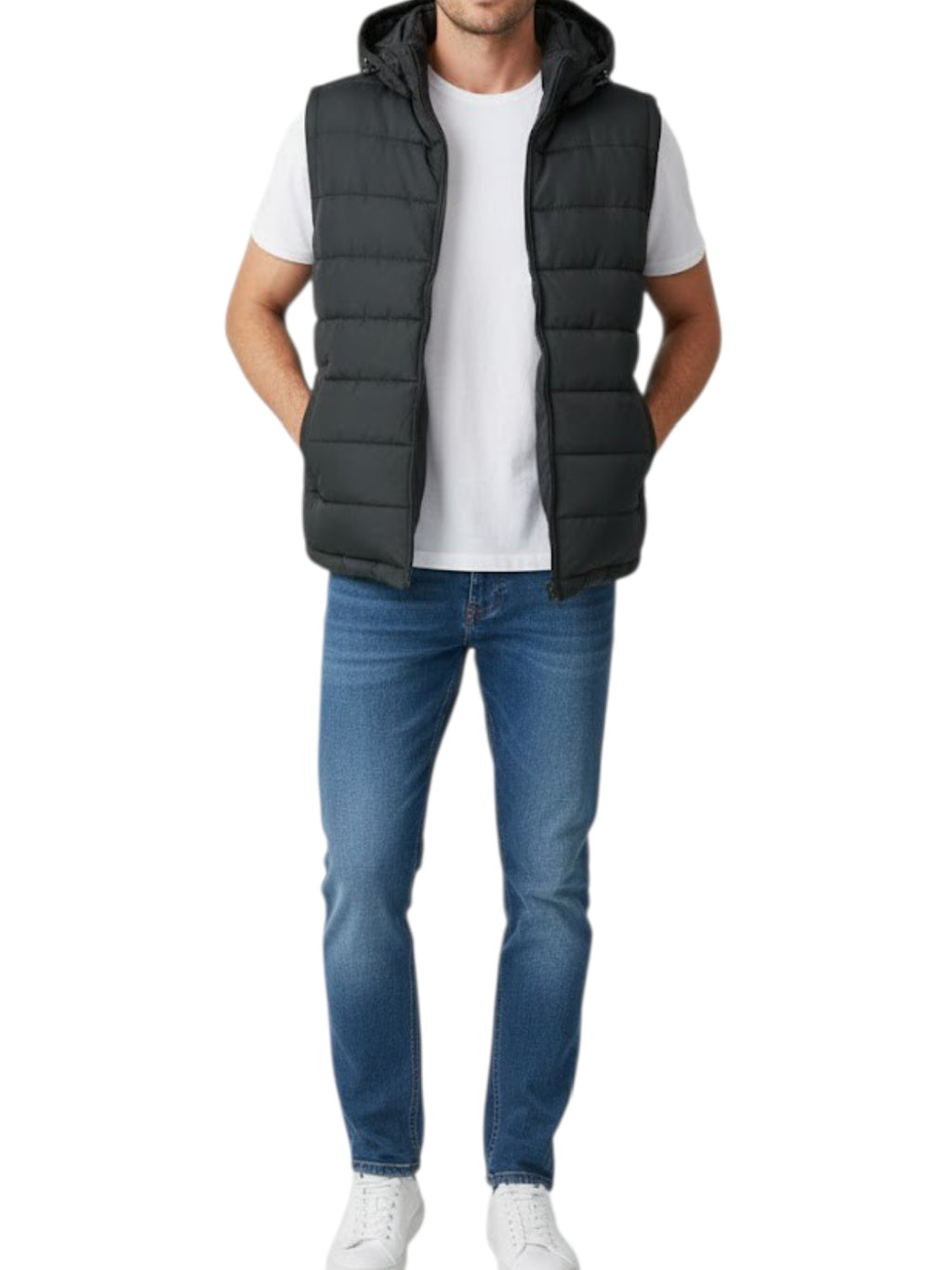 Puffer Jacket Without Sleeves black