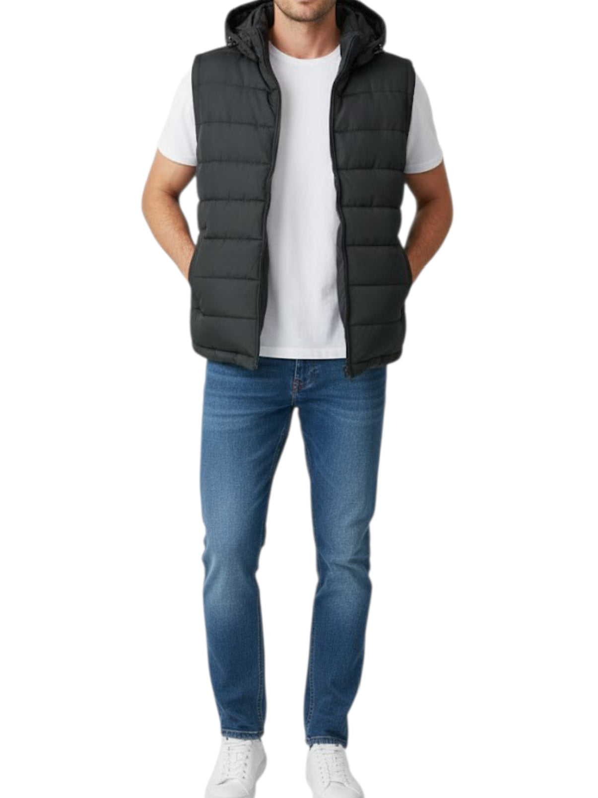 Puffer Jacket Without Sleeves black