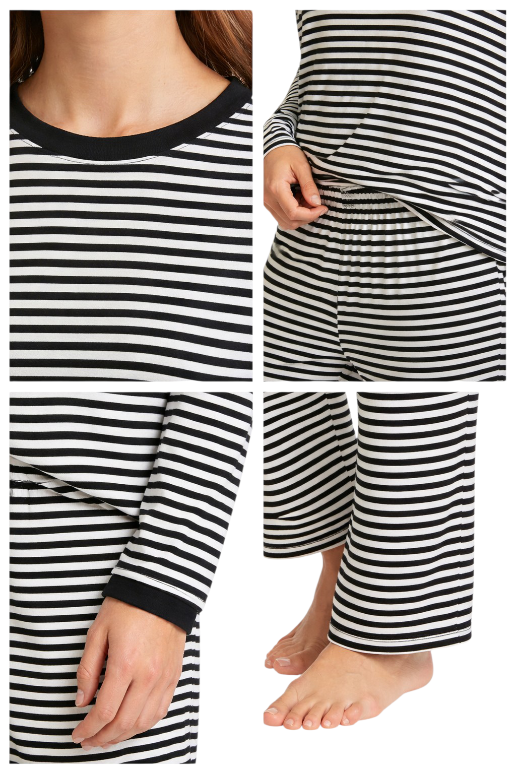 Women's Night Suit Black Stripe