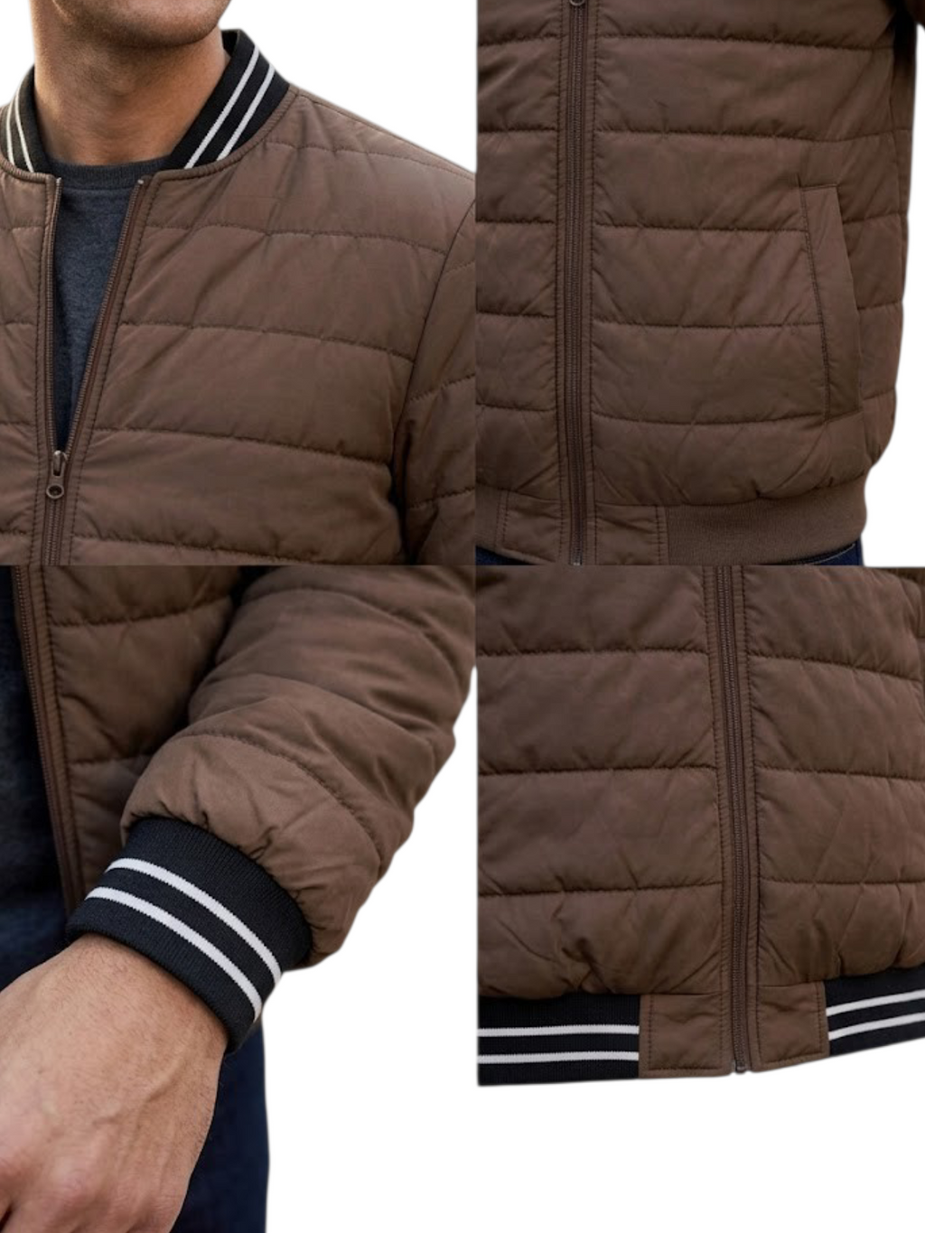 Puffer Jacket With Sleeve Brown