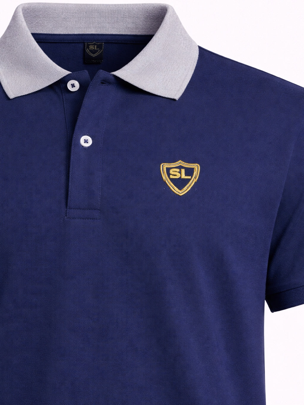 Single Jersey Contrast Collar Dark Navy