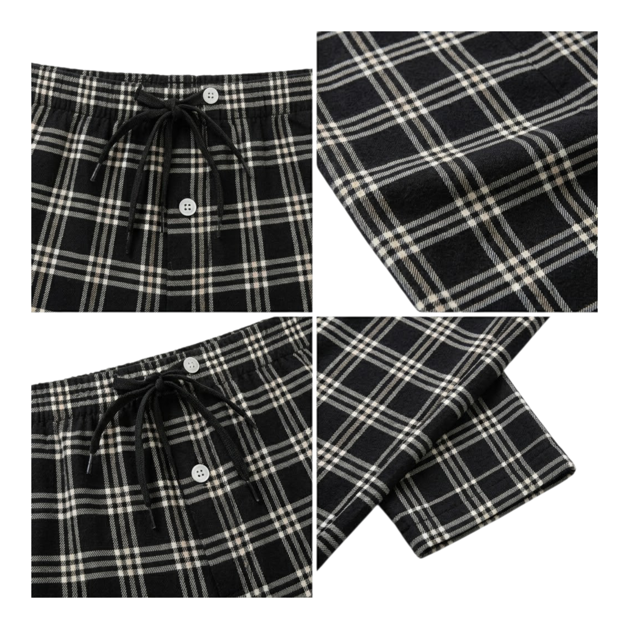 Woven Trouser With Zip Side Pocket Black Check
