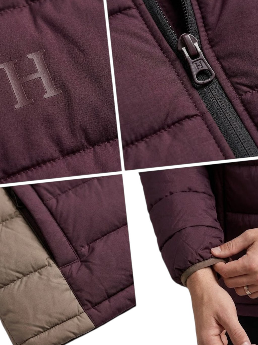 Women' s Puffer Jacket With Sleeves red or maroon