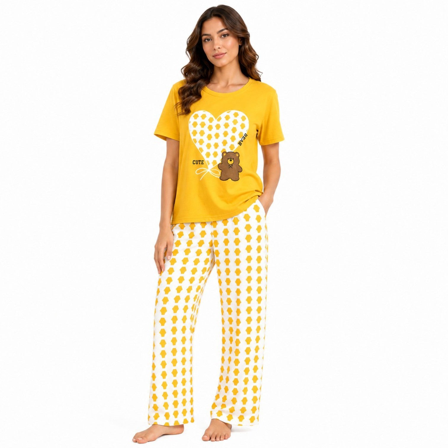 Women's Night Suit Yellow star