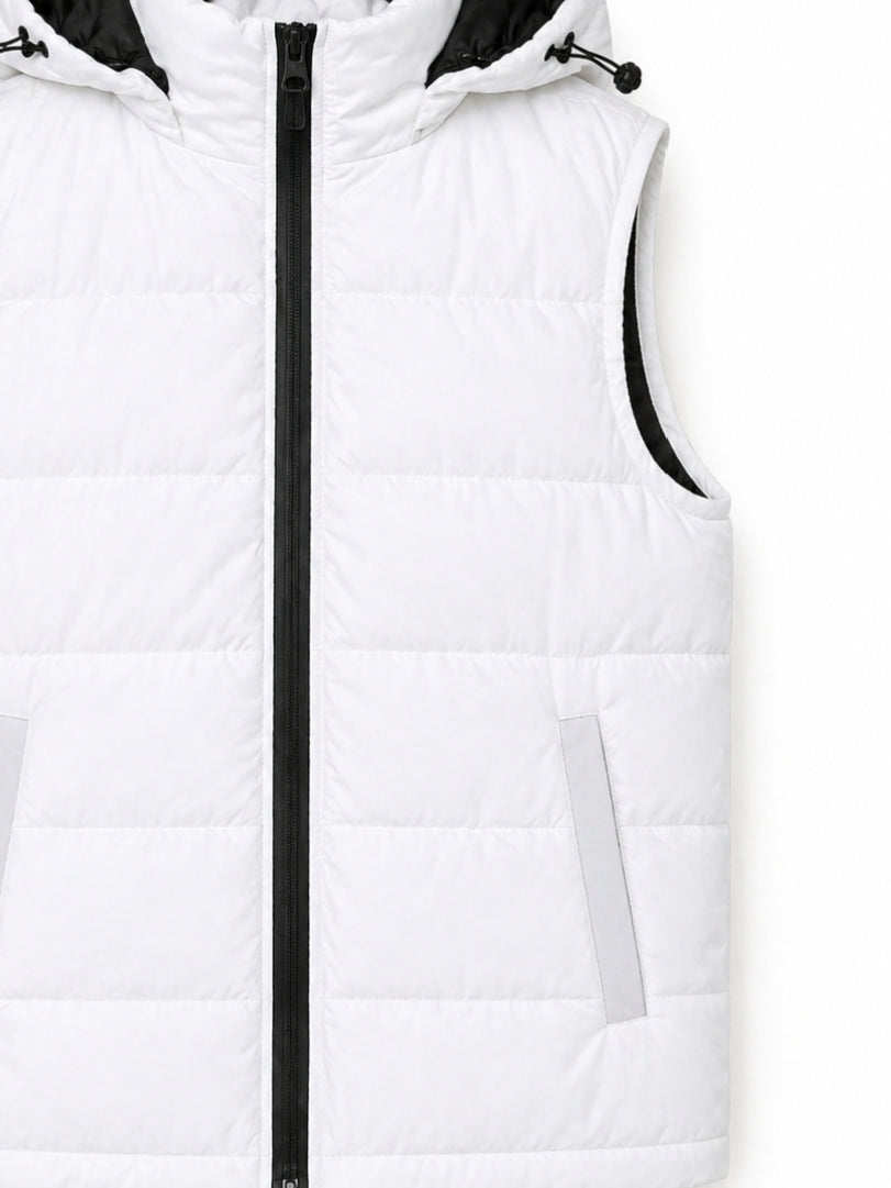 Women' s Puffer Jacket Without Sleeves Off White