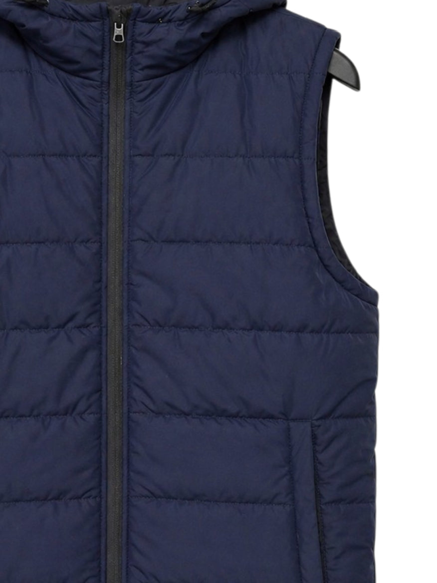Puffer Jacket Without Sleeves Blue