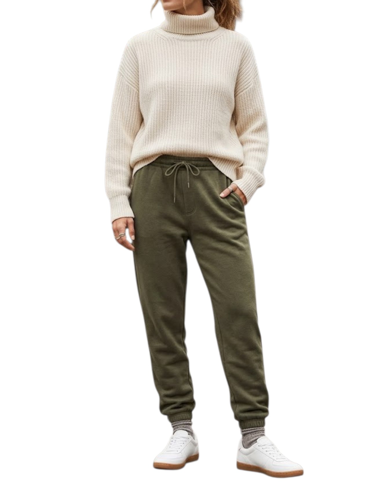 Women's 3 Thread Fleece Trouser Olive Green