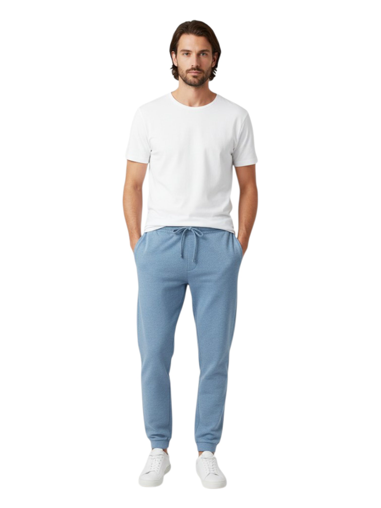 Men's 3 Thread Fleece Trouser Light Blue Merl