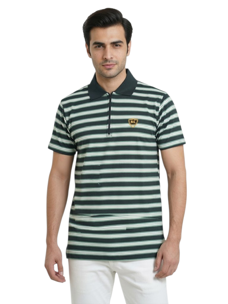 Single Jersey Yarn Dyed Stripe Green White Black