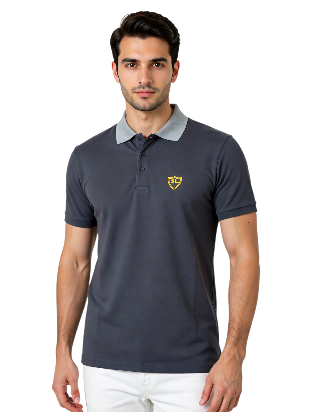 Single Jersey Contrast Collar Black