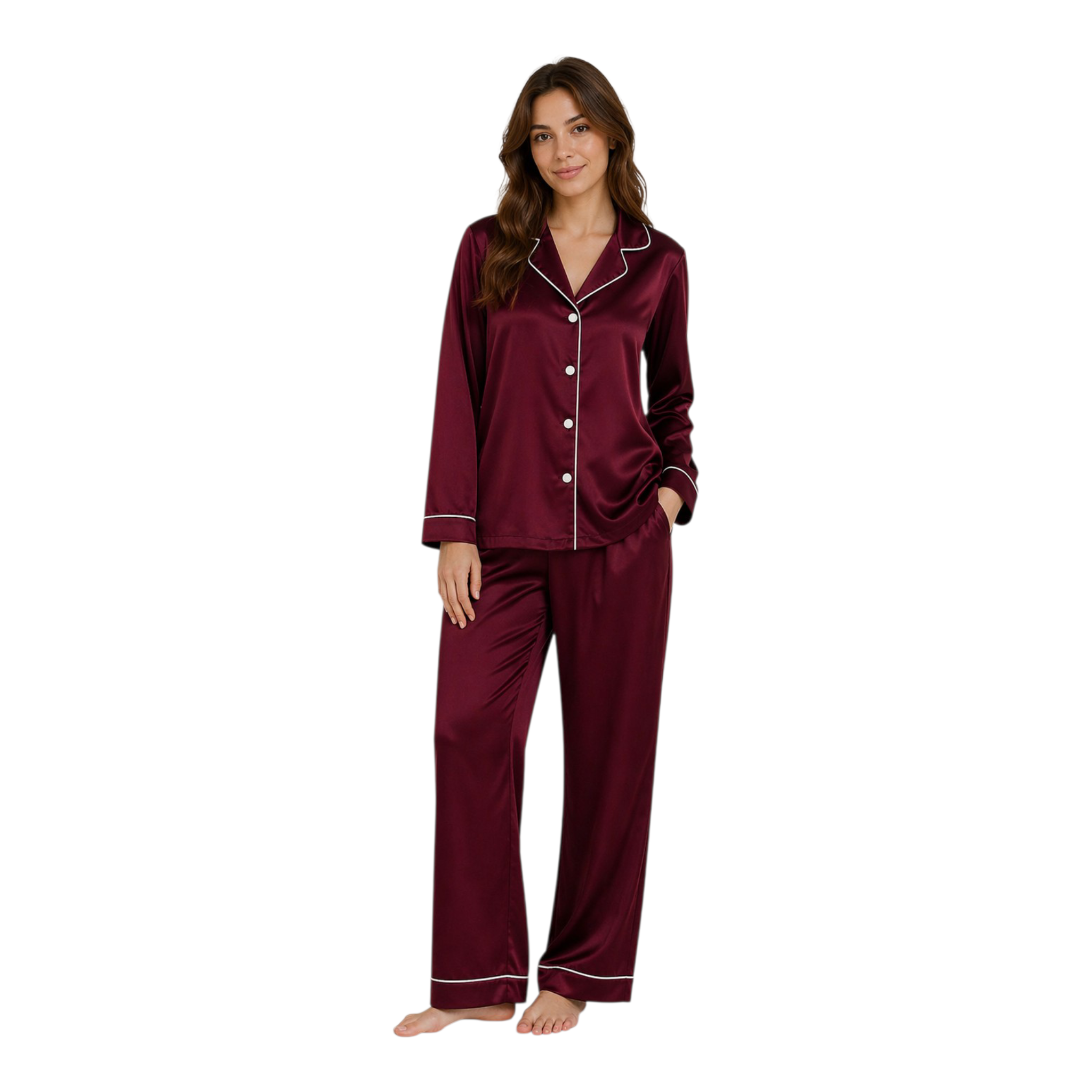 Silk Night wear Maroon