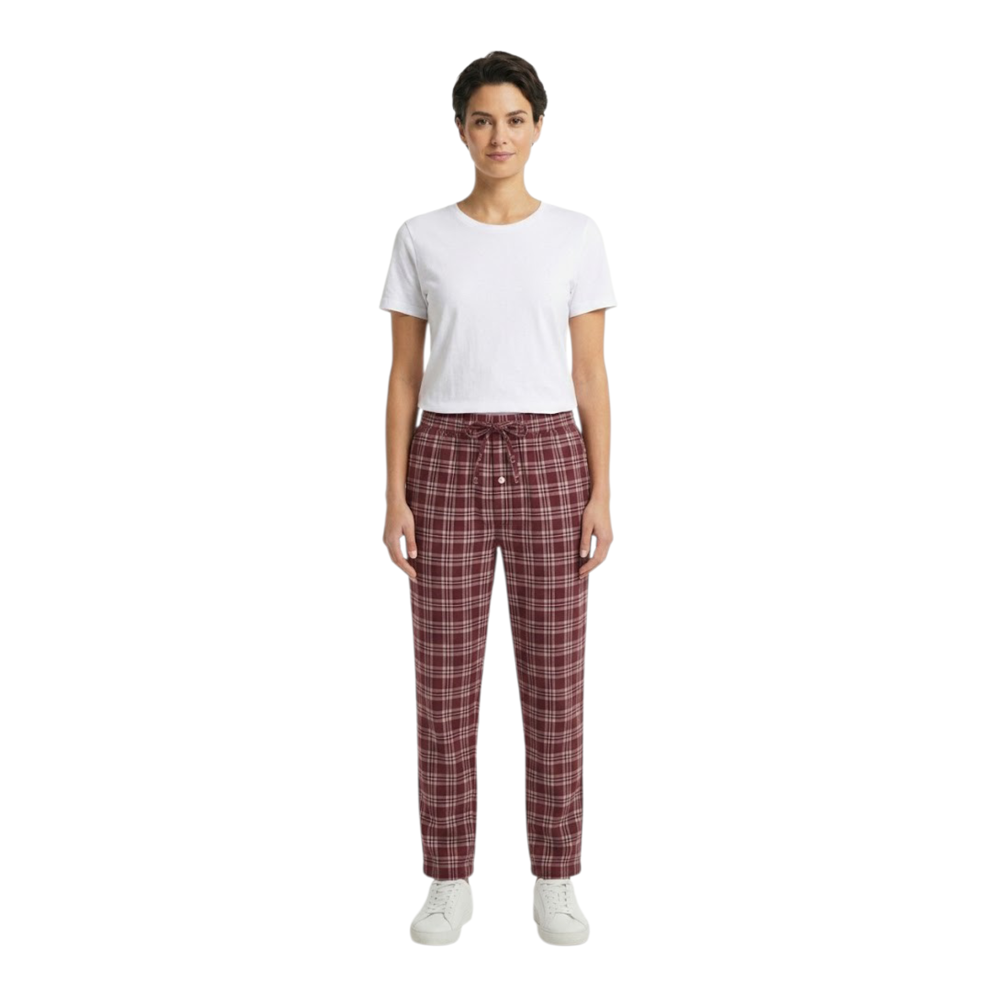 Woven Trouser With Zip Side Pocket Red Check